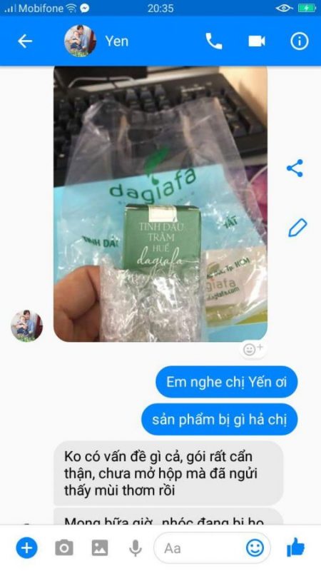 Chị Yến ở Bình Thuận mua tinh dầu tràm dagiafa